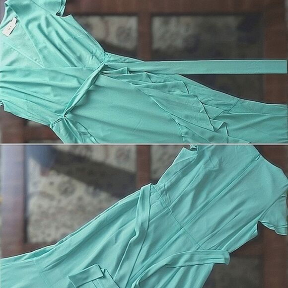 Eliza J Mint Faux-Wrap Ruffled Maxi Dress - Picture 9 of 16